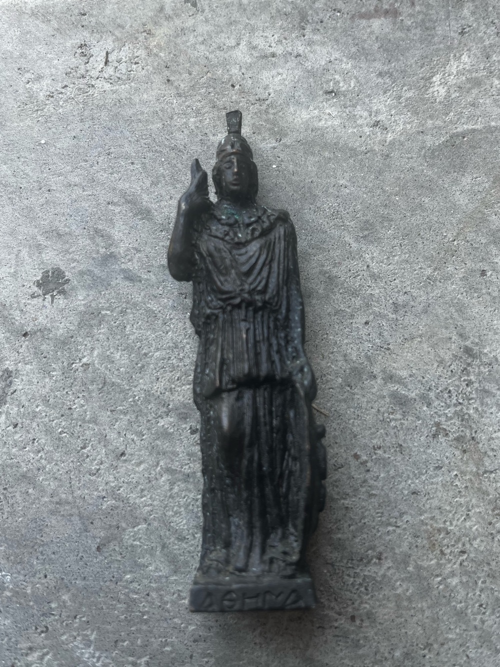 Vintage Bronze Athena Goddess Miniature Statue - Made in Greece.